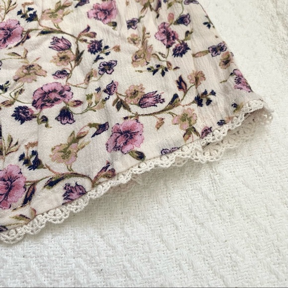 REWIND Cream Pink Purple Floral Off Shoulder Prairie Hippie Boho Top - Picture 7 of 9